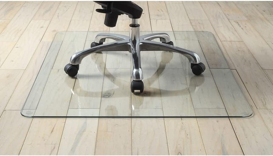 LORELL Tempered Glass Chairmat, Clear, 0.25" Thick, Rectangular
