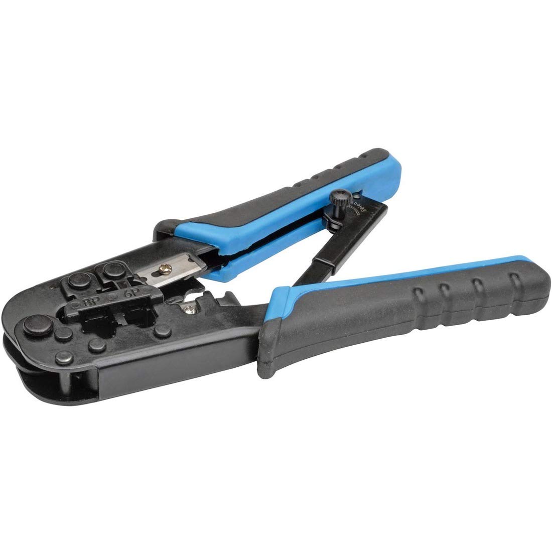 TRIPP LITE RJ11/RJ12/RJ45 Crimping Tool with Cable Stripper Cat5e/Cat6 (T100-001),Black/blue