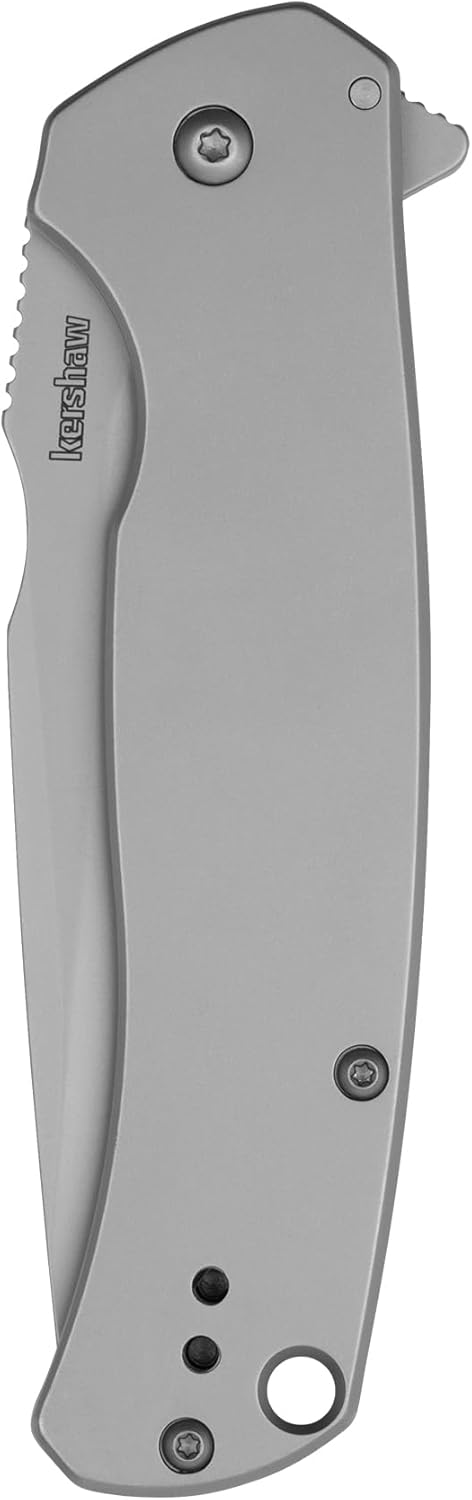 Kershaw Scour Folding Pocket Knife, 3.3 inch 8Cr13Mov Silver Blade, Stainless Steel Handle, Frame Lock, Pocketclip
