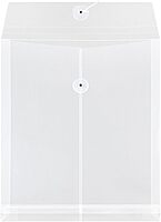 JAM PAPER Open-End Plastic Envelopes, Button & String