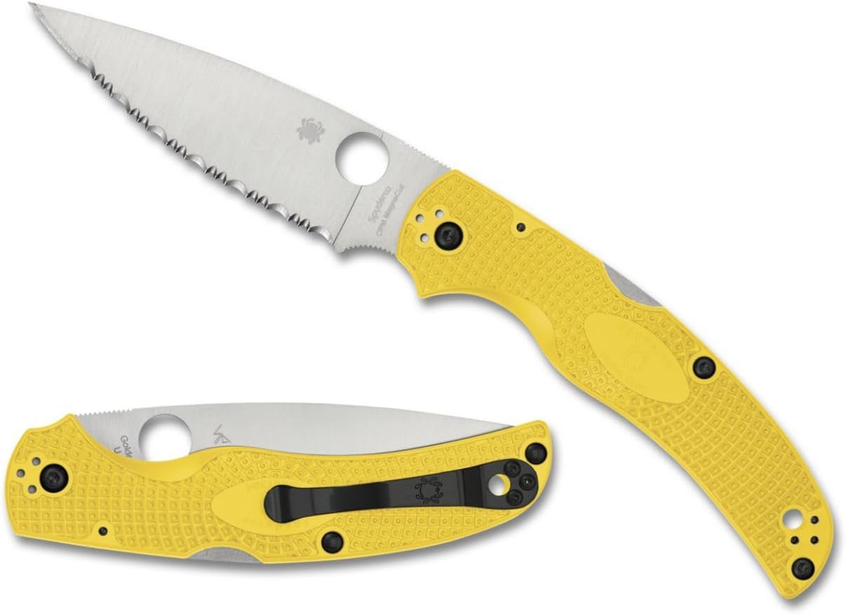 Spyderco Native Chief Salt Knife - Lightweight, Yellow Handle with SpyderEdge, Full-Flat Grind