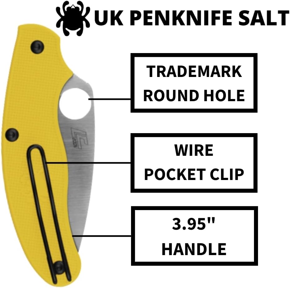 Spyderco Salt UK Penknife with 2.93" LC200N Steel Blade and Lightweight FRN Yellow Handle - PlainEdge - C94PYL