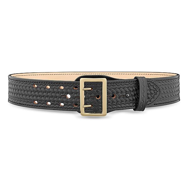 DUTYMAN 2-1/4" Basketweave Leather Sam Browne Duty Belt - 100% Genuine Leather, 2-Row Stitch