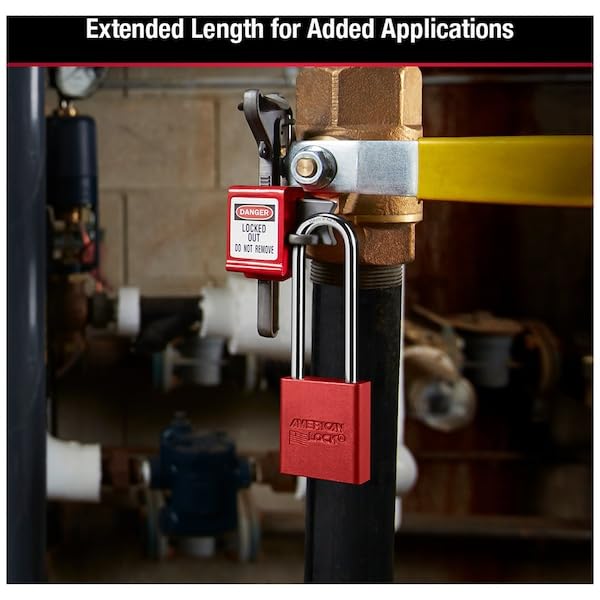 American Lock Red Anodized Aluminum Lockout Padlock - Keyed Different, 3" Shackle, 5-Pin