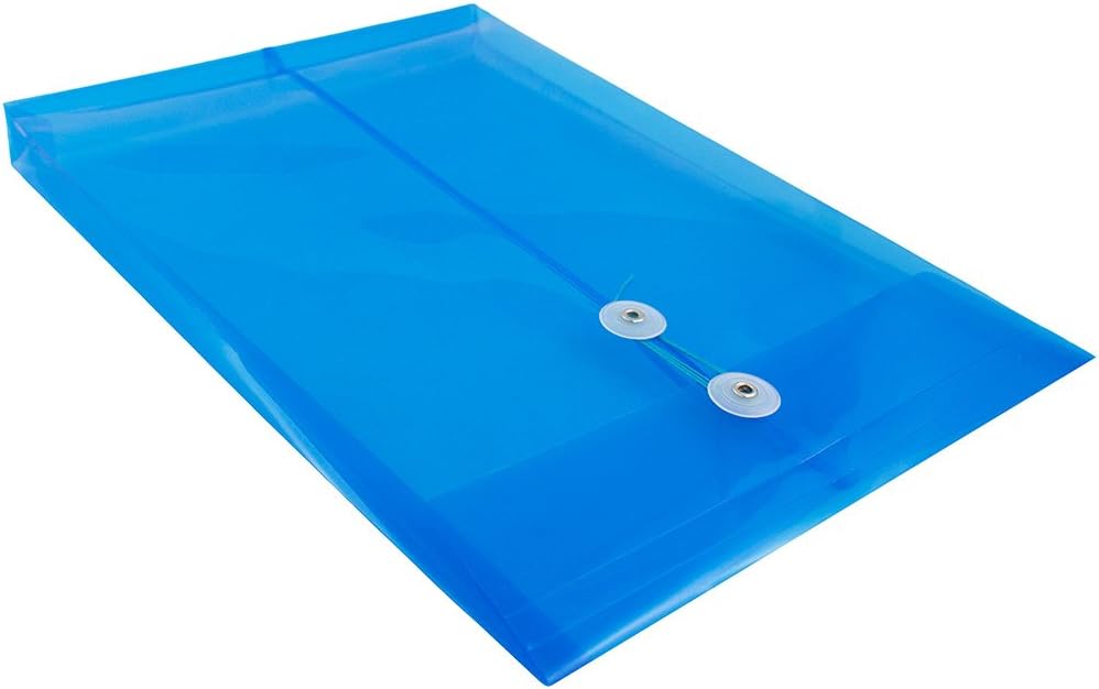 JAM PAPER Open-End Plastic Envelopes, Button & String