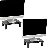 Mind Reader Monitor Stand, Height Adjustable, Laptop, Computer, Riser, Office, 15"L x 9.5"W x 4.25"H, Set of 2, Black 4 Leg-2 Pack