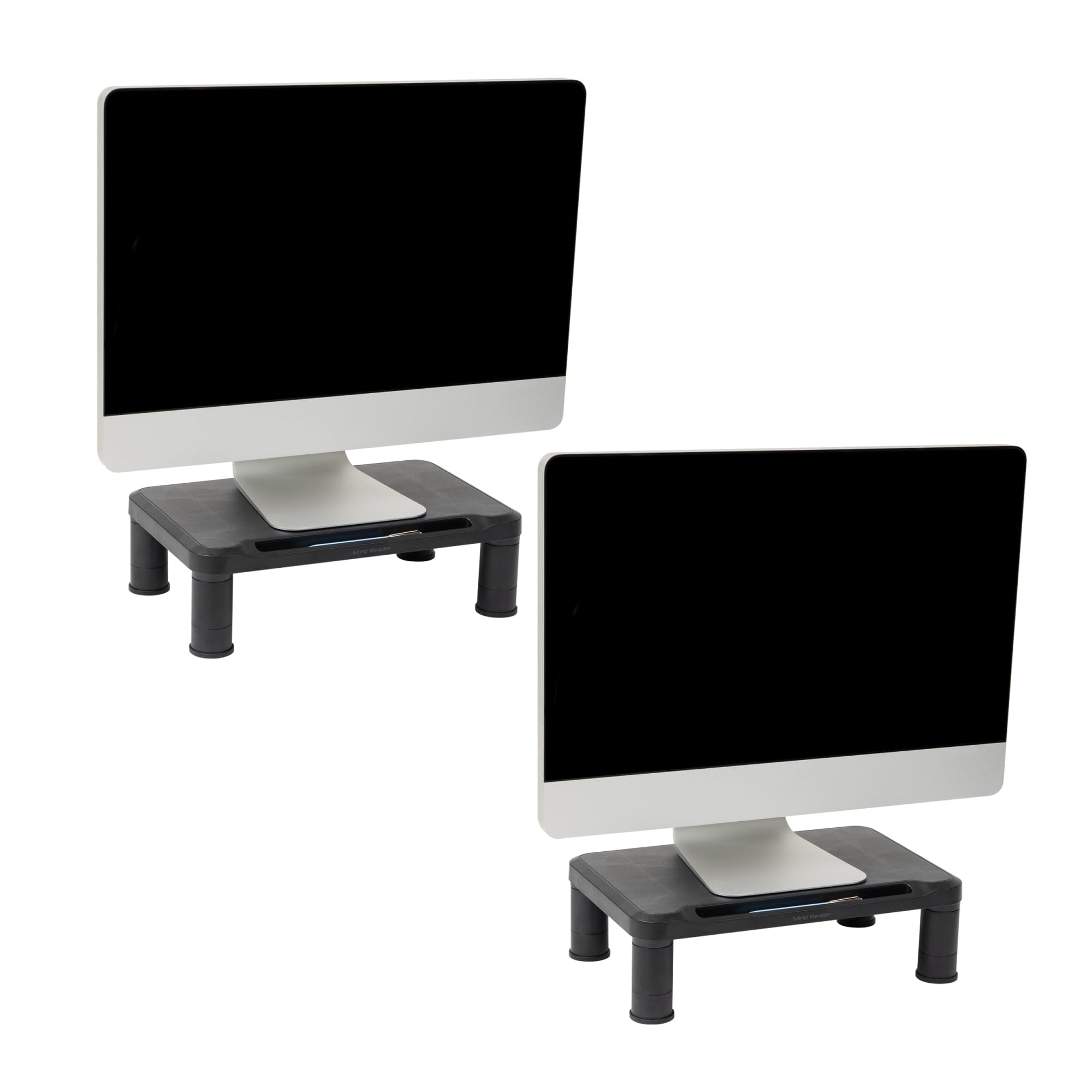 Mind Reader Monitor Stand, Height Adjustable, Laptop, Computer, Riser, Office, 15"L x 9.5"W x 4.25"H, Set of 2