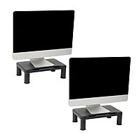Mind Reader Monitor Stand, Height Adjustable, Laptop, Computer, Riser, Office, 15"L x 9.5"W x 4.25"H, Set of 2, Black 4 Leg-2 Pack