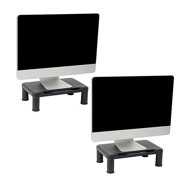 Mind Reader Monitor Stand, Height Adjustable, Laptop, Computer, Riser, Office, 15"L x 9.5"W x 4.25"H, Set of 2, Black 4 Leg-2 Pack