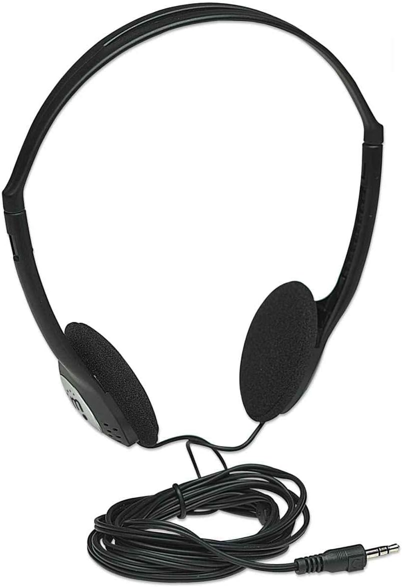 Manhattan On-Ear Wired Stereo Headphone - Long 6ft Cable, Single 3.5mm Plug, Lightweight, Adjustable Headband–for Walkman