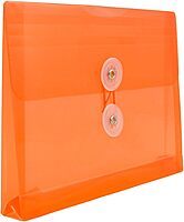 JAM PAPER Plastic Envelopes with Button & String Tie Closure - 12 Pack