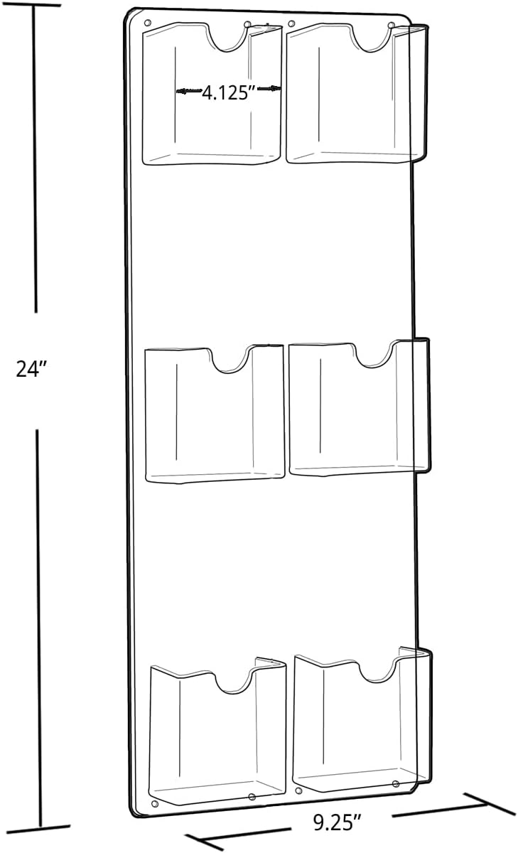 Azar Displays Wall-Mount Brochure Holders, Acrylic, Pack of 2