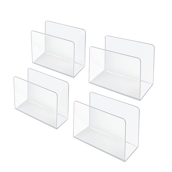 Azar Displays Clear Acrylic Lateral Desk File Holders, Pack of 4