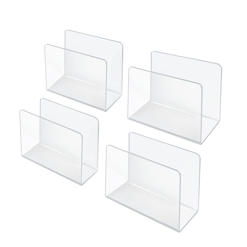 Azar Displays Clear Acrylic Lateral Desk File Holders, Pack of 4
