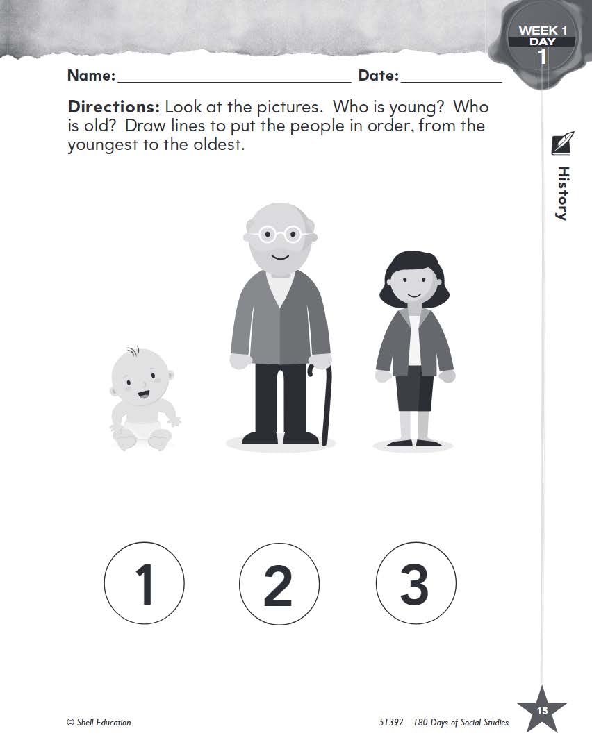 180 Days: Social Studies, Early Elementary Social Studies for Kindergarten Practice Workbook for Classroom and Home