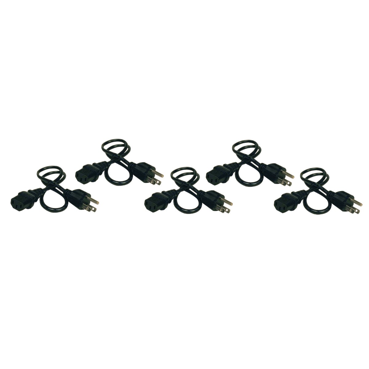 Eaton Tripp Lite Series Desktop Computer Power Cord, NEMA 5-15P to C13, 5-Pack - 10A, 125V, 18 AWG, 2 ft. (0.61 m)