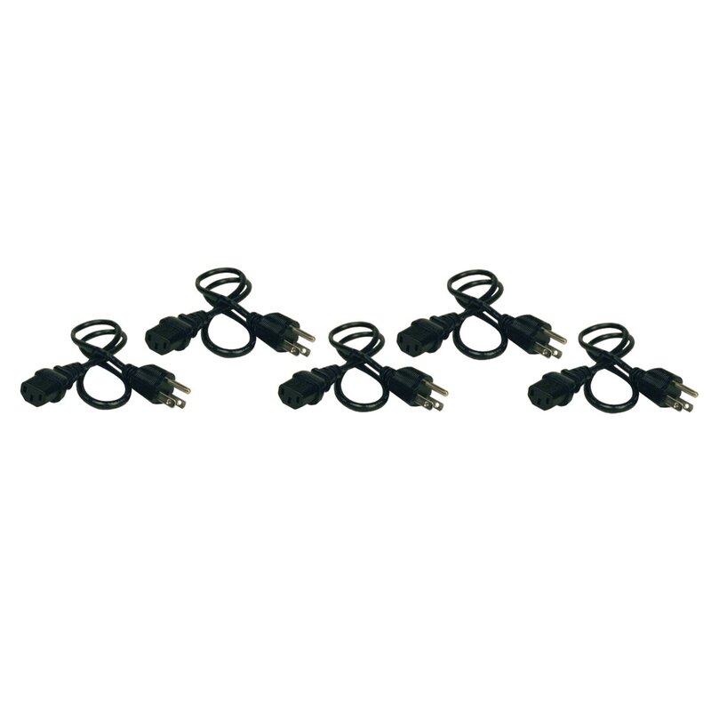 Eaton Tripp Lite Series Desktop Computer Power Cord, NEMA 5-15P to C13, 5-Pack - 10A, 125V, 18 AWG, 2 ft. (0.61 m)