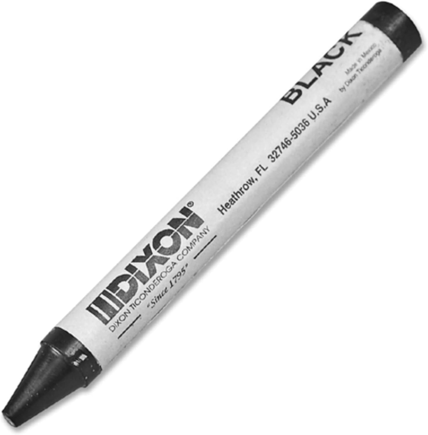 Dixon Long-Lasting Marking Crayons, 5", Black, Pack of 12