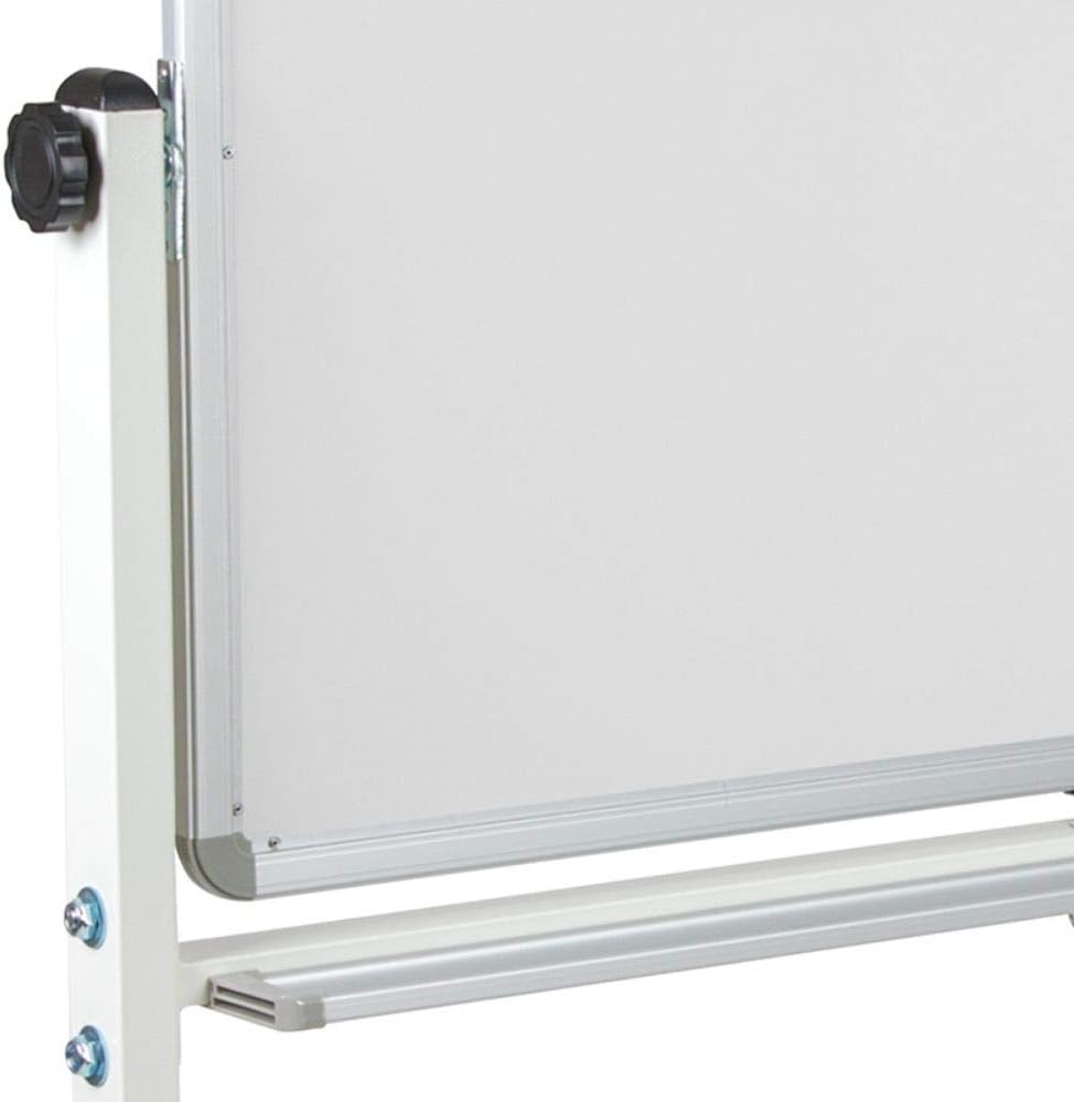 Flash Furniture HERCULES Series Double-Sided Mobile White Board With Pen Tray, 64-3/4inH x 64-1/4inW x 20inD, White