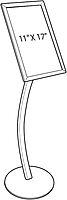 Azar Displays 300237-SLV 11" W x 17" H Angled Snap Frame Floor Display with Curved Pole