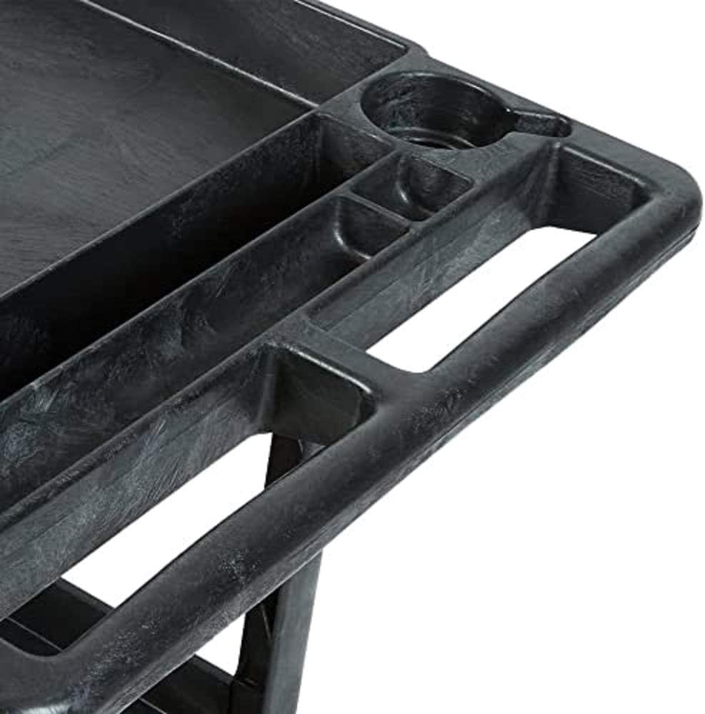 Rubbermaid Commercial Products 2-Shelf Utility/Service Cart, Medium, Black, Lipped Shelves, Ergonomic Handle