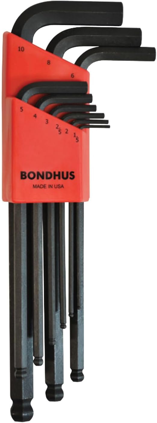Bondhus 10999 Set of 9 Balldriver L-wrenches, ProGuard Finish, sizes 1.5-10mm One Size