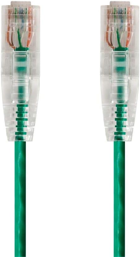 Monoprice Cat6 Ethernet Patch Cable - Snagless, Stranded, 550MHz, UTP, CMR Rated, 28AWG, 2 Feet, Green - SlimRun Series