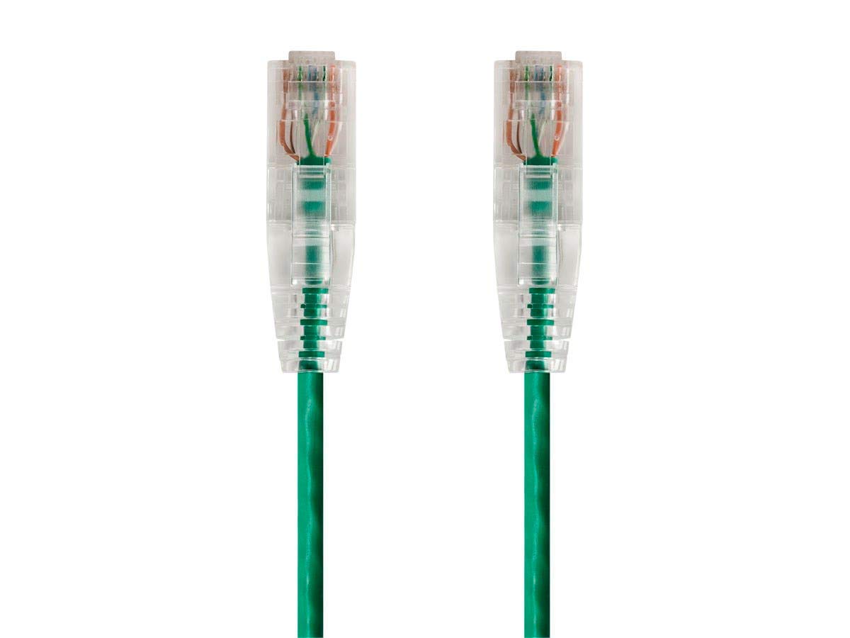 Monoprice Cat6 Ethernet Patch Cable - Snagless, Stranded, 550MHz, UTP, CMR Rated, 28AWG, 2 Feet, Green - SlimRun Series