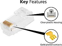 Monoprice Cat6 Plug Solid W/Insert 50U 100pcs/Bag Clear Solid