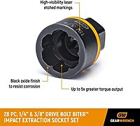 GEARWRENCH 28 Pc. 1/4" & 3/8" Drive Bolt Biter™ Impact Extraction Socket Set - 84784