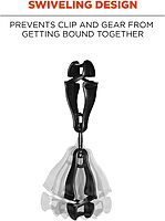 Ergodyne Squids 3420 Swiveling Dual-Clip Glove Holders, 5-1/2 in, Black - Set of 6