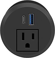 Bush Business Furniture 2-inch Desktop Power Grommet with AC Outlet and USB-A/USB-C Ports