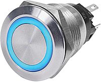 Blue Sea 4161 SS Push Button Switch - Off-(On) - Blue - 10A