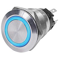 Blue Sea 4161 SS Push Button Switch - Off-(On) - Blue - 10A