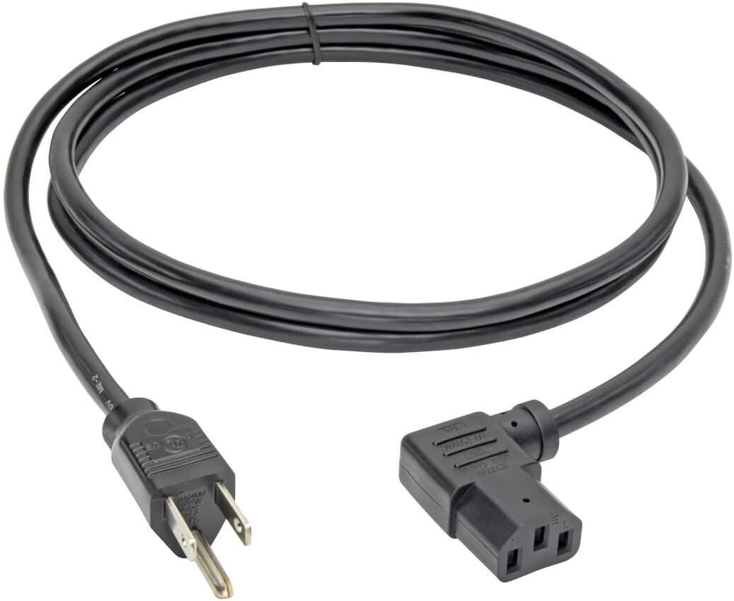 Tripp Lite Standard Computer Power Cord 10A,18AWG (NEMA 5-15P to Left Angle IEC-320-C13) 6-ft.(P006-006-13LA)