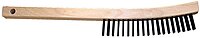 PFERD 85008 Maintenance Hardwood Block Wire Scratch Brush, Curved Handle, Stainless Steel Bristles, 4" x 19" Wire Rows
