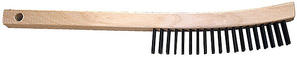 PFERD 85008 Maintenance Hardwood Block Wire Scratch Brush, Curved Handle, Stainless Steel Bristles, 4" x 19" Wire Rows