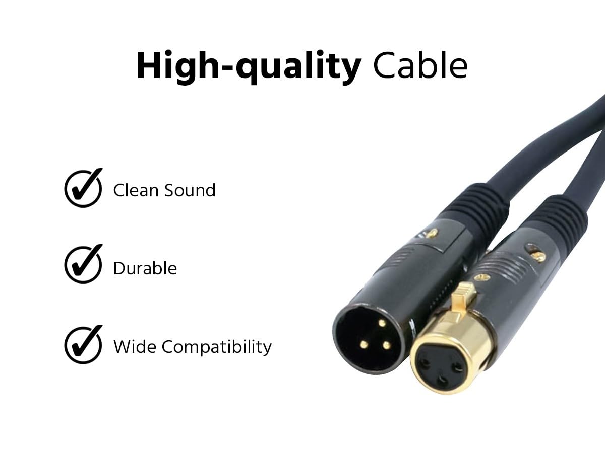 Monoprice XLR Male to XLR Female Cable - 15 Feet - Black, 16AWG, Gold Plated