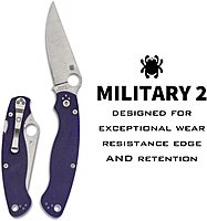 Spyderco Knives Military 2 Compression Lock C36GPDBL2 Blue G10 CPM-S110V Stainless Pocket Knife