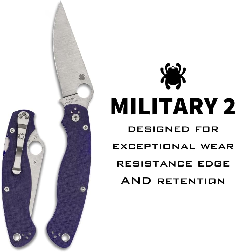 Spyderco Knives Military 2 Compression Lock C36GPDBL2 Blue G10 CPM-S110V Stainless Pocket Knife