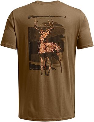 UNDER ARMOUR Mens Schematic White Tail Short Sleeve T Shirt Graphic Tee