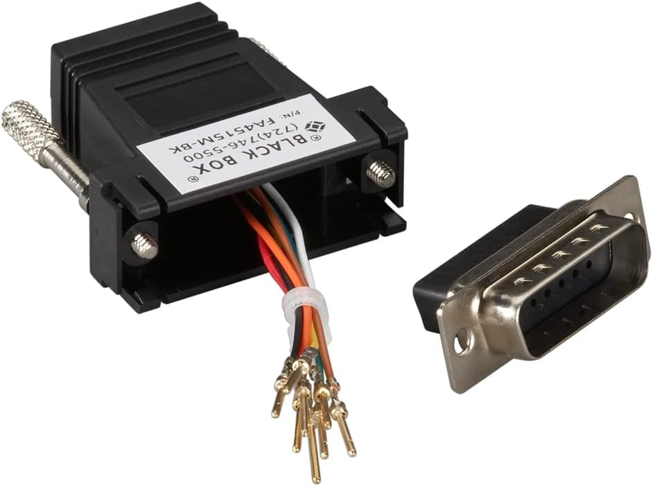 MODULAR ADAPTER KIT WITH THUMBSCREWS - DB15 (MALE) TO RJ45 (FEMALE), BLACK