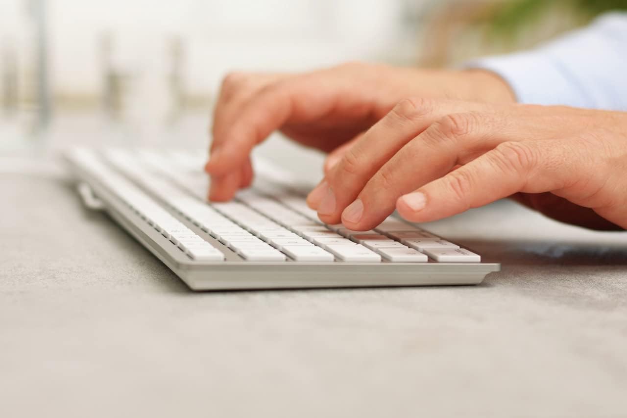 Cherry KC 6000 C Slim Keyboard Made with Mac Layout. Scissor Tech Typing for Near Silent. USB-C Wired. US Layout White