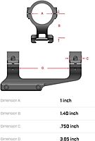 Warne Vapor 1 inch 1 Piece MSR Mount, Matte black