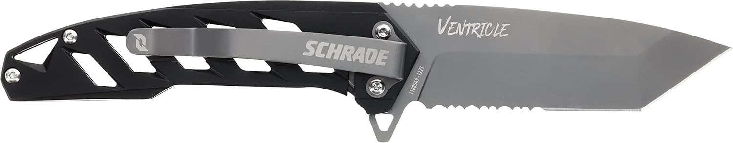Schrade Delta Class Ventricle Tanto Folder 7in with 3in AUS-10 Steel Blade and Aluminum Handle for EDC