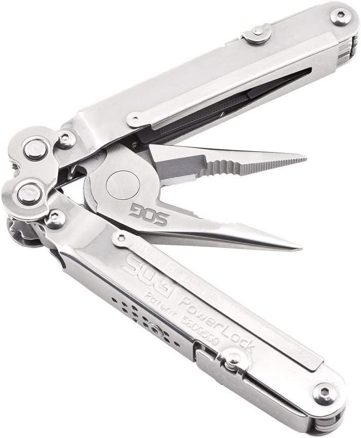 SOG PowerLock, Leather Pouch PowerLock w/scissors - Satin Finished