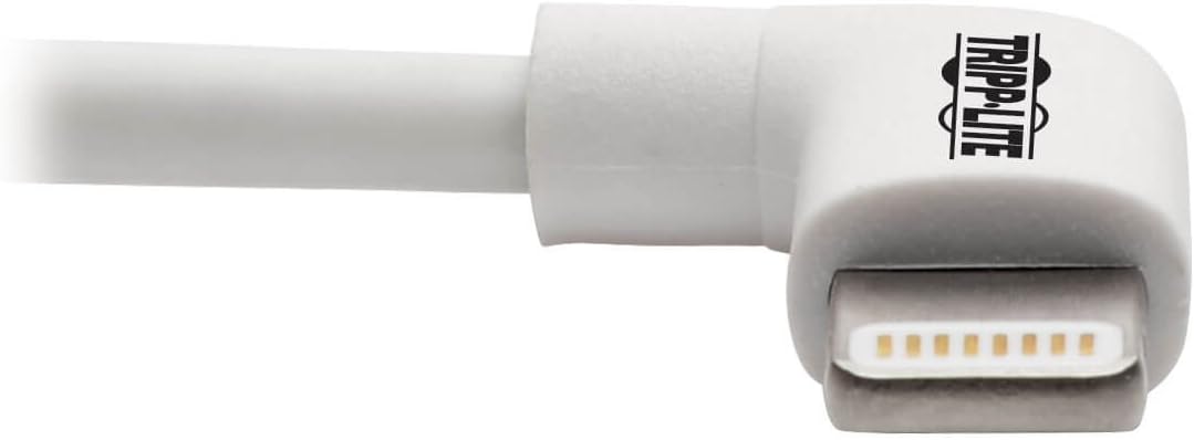 TRIPP LITE Right-Angle Lightning to USB Sync Charging Cable for iPhone iPad Apple White MFI Certified 3' (M100-003-LRA-WH)