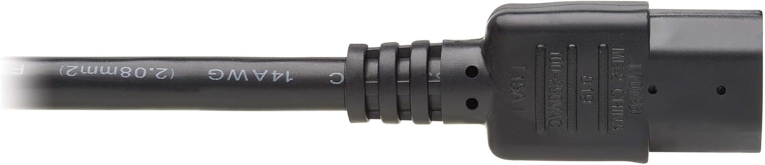 Tripp Lite Heavy-Duty Power Extension Cord 15A, 14AWG (Right Angle IEC-320-C14 to IEC-320-C13) 6-ft.(P005-006-14RA)