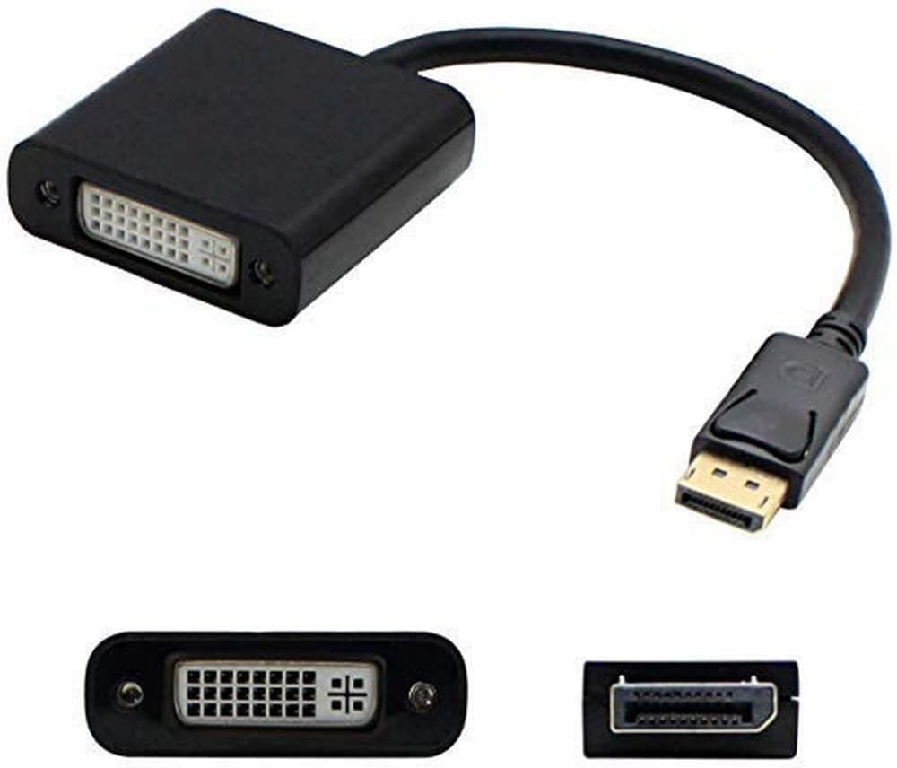 AddOn DisplayPort Male to DVI-I Female Adapter Cable, 8in, Black (DISPLAYPORT2DVI)