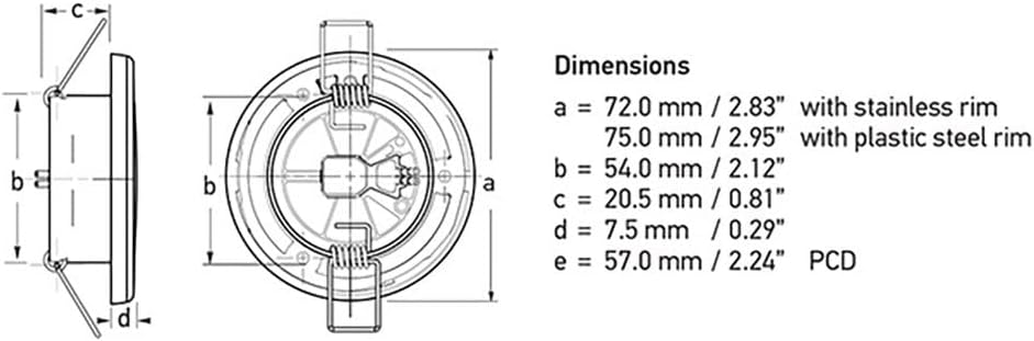 Hella Marine EuroLED 75 3" Round Spring Mount Down Light - White LED - White Plastic Rim - 12V